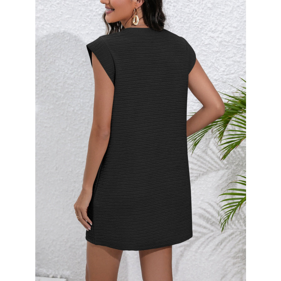 Ivy Lane Round Neck Cap Sleeve Mini Dress Apparel and Accessories