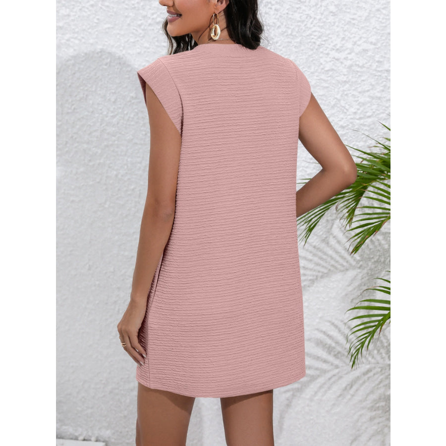 Ivy Lane Round Neck Cap Sleeve Mini Dress Apparel and Accessories