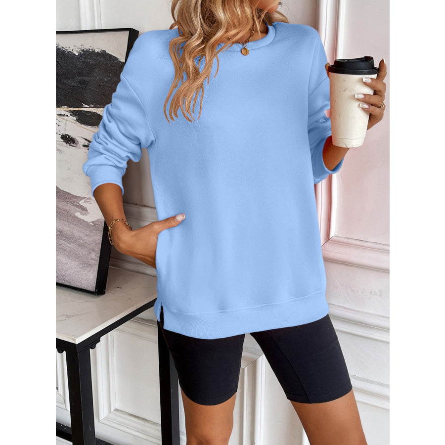 Ivy Lane Round Neck Long Sleeve Sweatshirt Apparel and Accessories