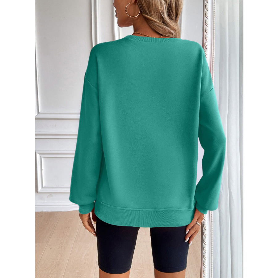 Ivy Lane Round Neck Long Sleeve Sweatshirt Apparel and Accessories