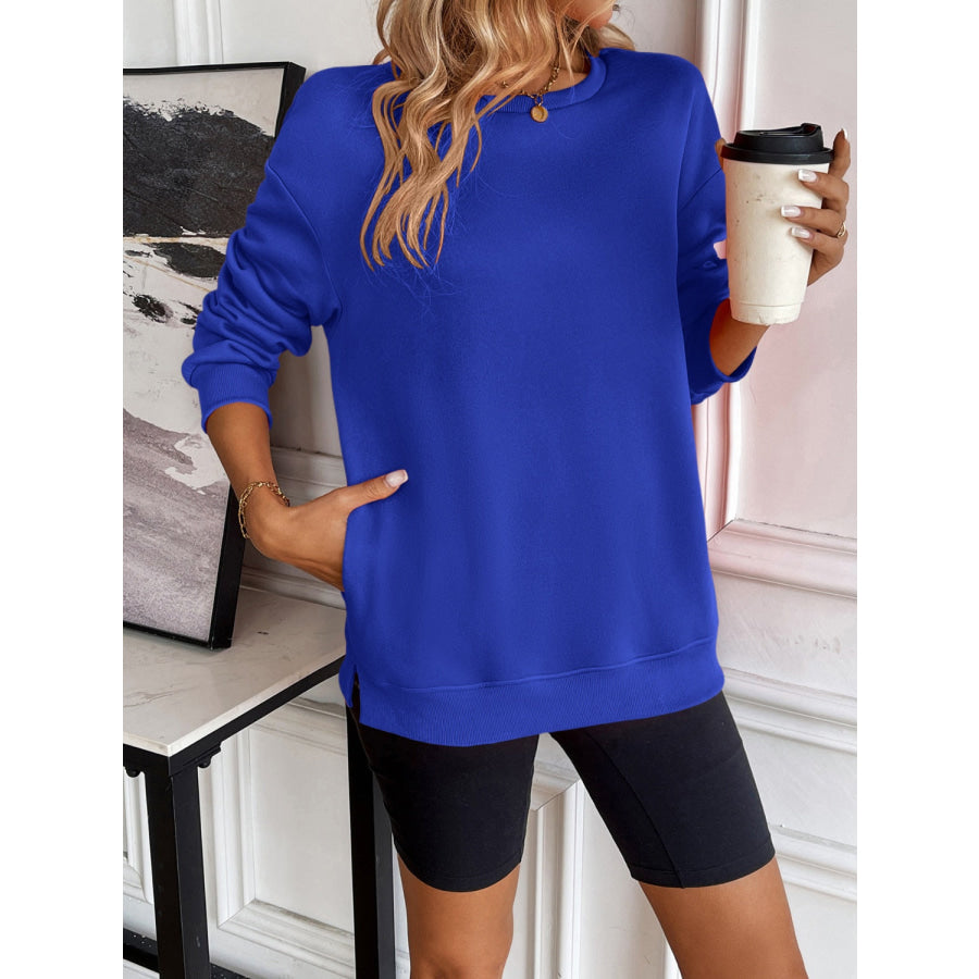 Ivy Lane Round Neck Long Sleeve Sweatshirt Apparel and Accessories