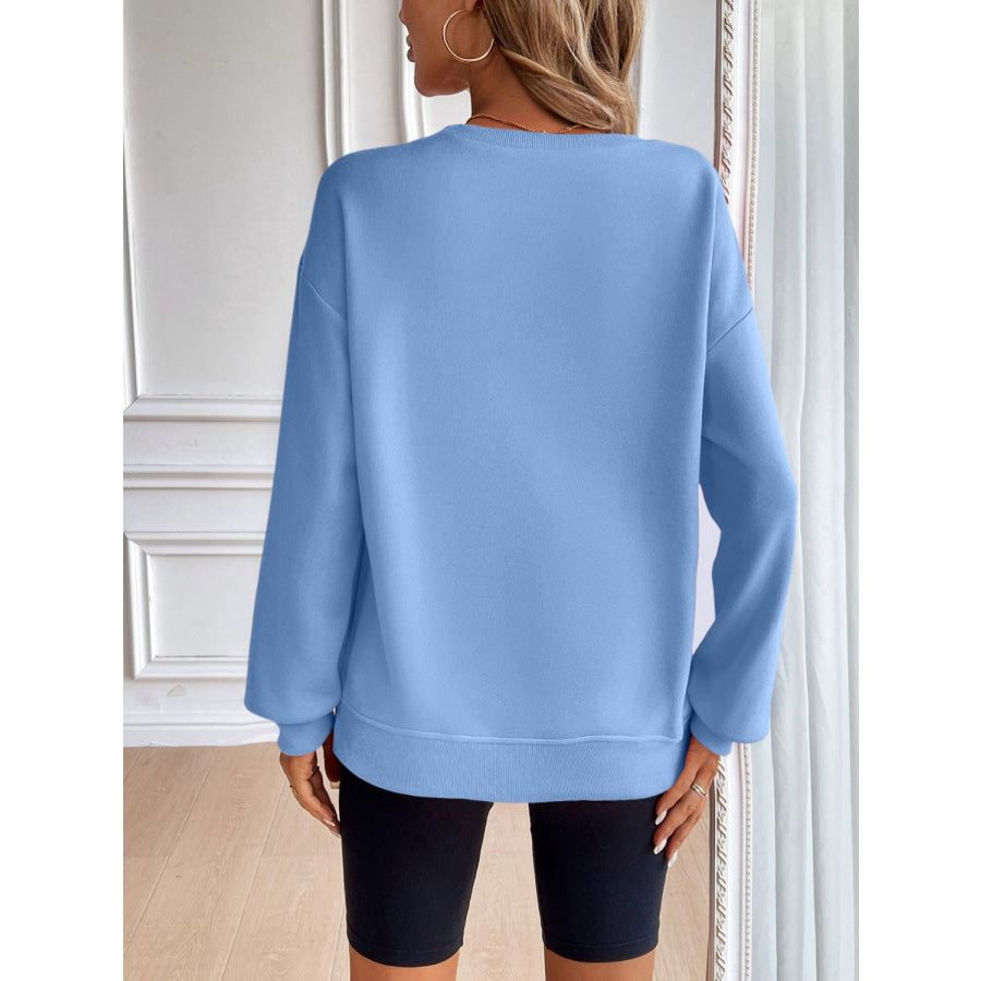 Ivy Lane Round Neck Long Sleeve Sweatshirt Apparel and Accessories