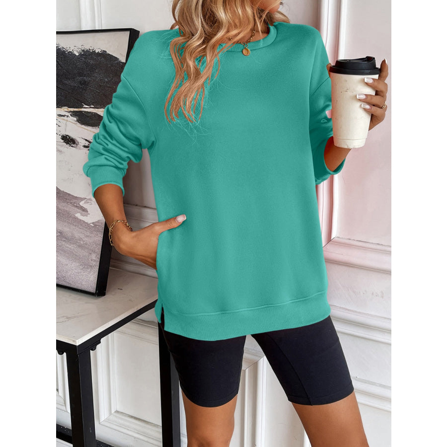 Ivy Lane Round Neck Long Sleeve Sweatshirt Apparel and Accessories