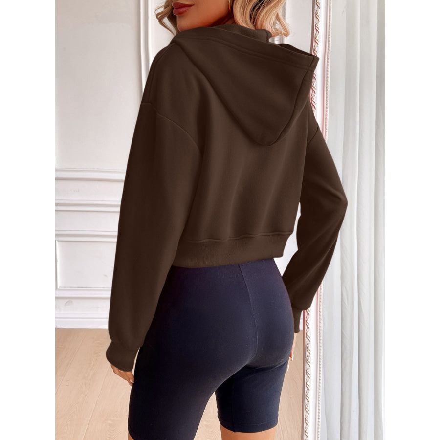 Ivy Lane Zip Up Dropped Shoulder Hooded Jacket Apparel and Accessories