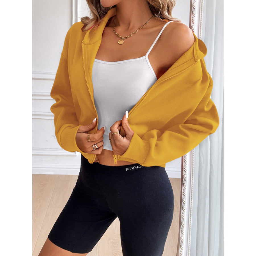 Ivy Lane Zip Up Dropped Shoulder Hooded Jacket Apparel and Accessories