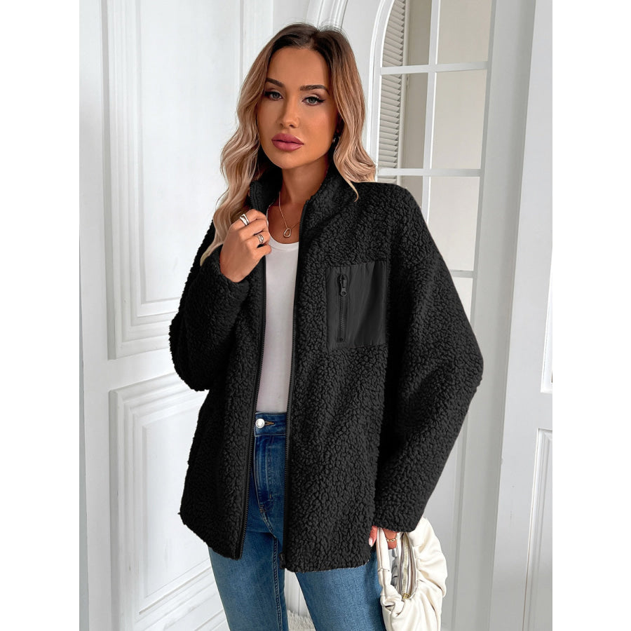 Ivy Lane Zip Up Long Sleeve Fuzzy Jacket Apparel and Accessories