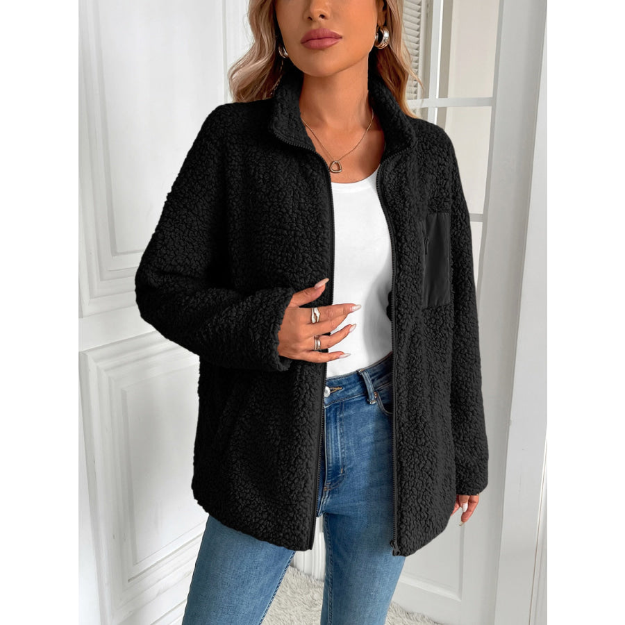 Ivy Lane Zip Up Long Sleeve Fuzzy Jacket Apparel and Accessories