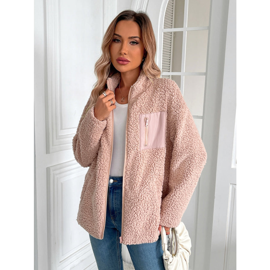 Ivy Lane Zip Up Long Sleeve Fuzzy Jacket Apparel and Accessories