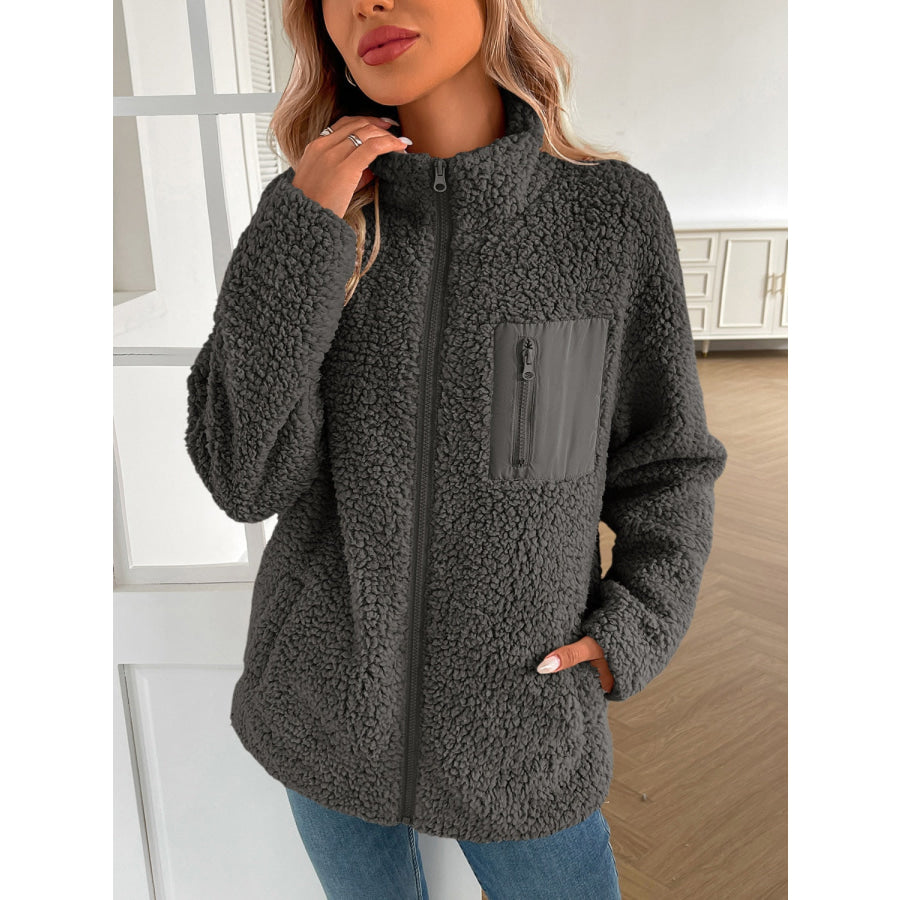 Ivy Lane Zip Up Long Sleeve Fuzzy Jacket Apparel and Accessories