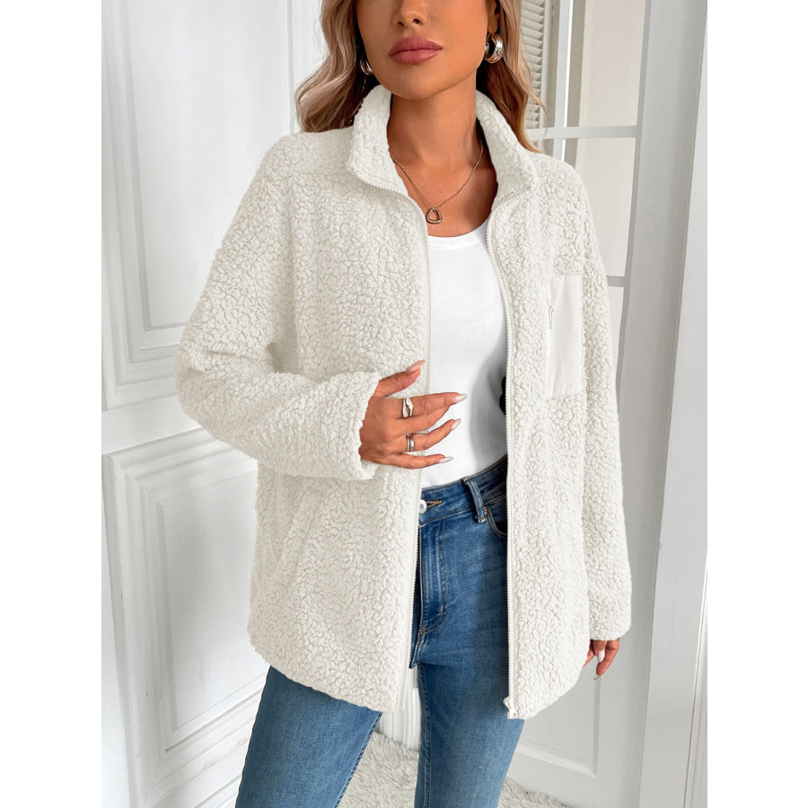 Ivy Lane Zip Up Long Sleeve Fuzzy Jacket Apparel and Accessories