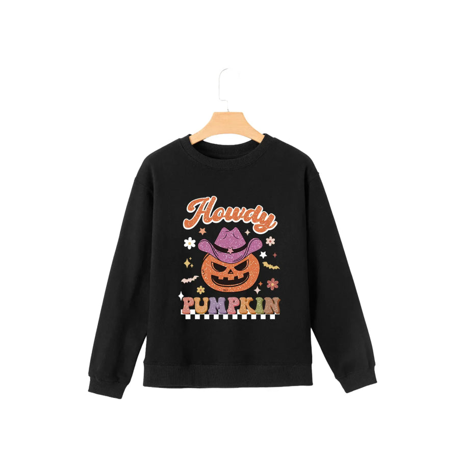 Jack-O’-Lantern Round Neck Long Sleeve Sweatshirt Apparel and Accessories