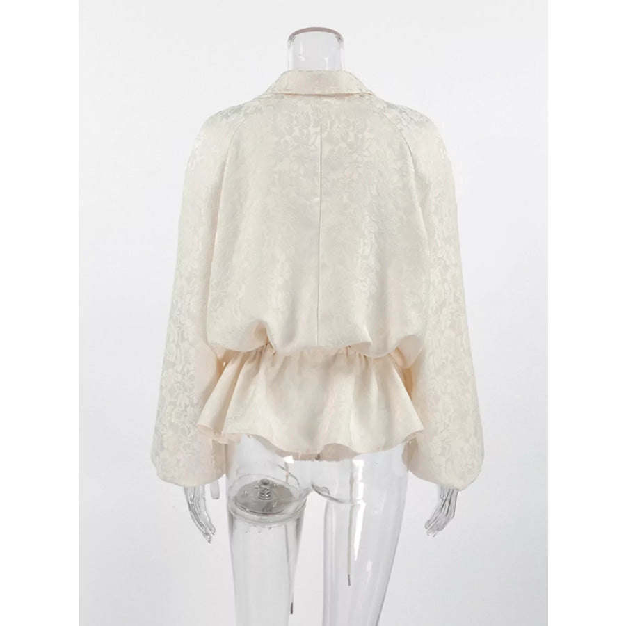 Jacquard Bomber Jacket with Drawstring Waist Apparel and Accessories