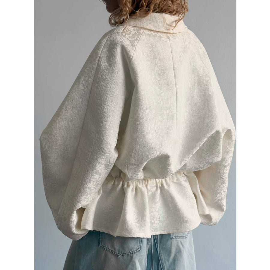 Jacquard Bomber Jacket with Drawstring Waist Apparel and Accessories