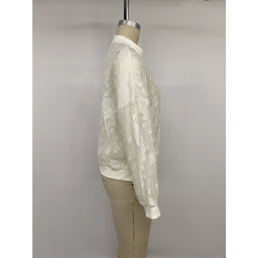 Jacquard Zip Up Long Sleeve Jacket Apparel and Accessories