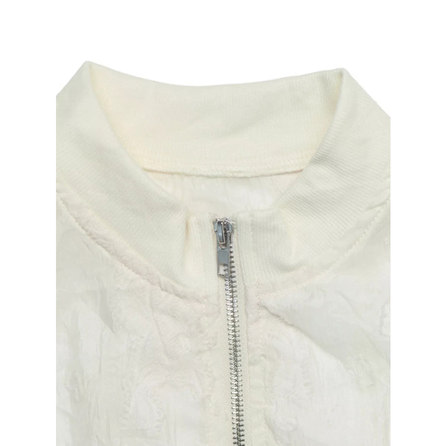 Jacquard Zip Up Long Sleeve Jacket Apparel and Accessories