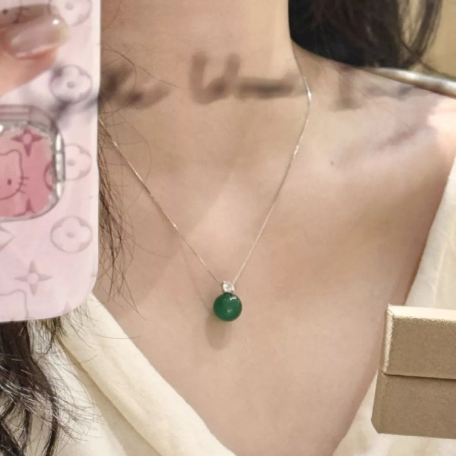 Jade Pendant Necklace Dark Green / One Size Apparel and Accessories