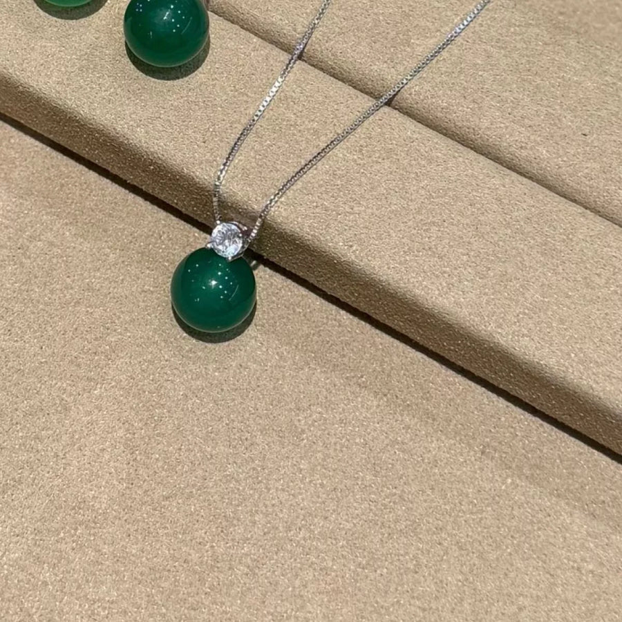 Jade Pendant Necklace Dark Green / One Size Apparel and Accessories