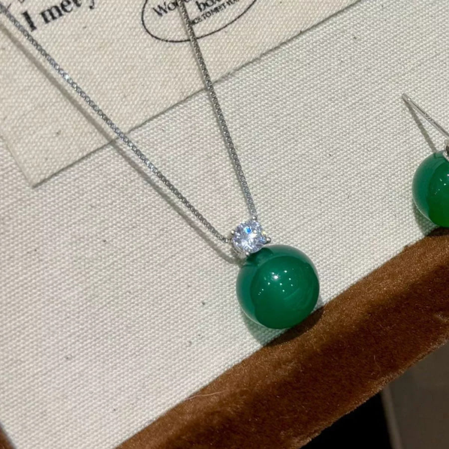 Jade Pendant Necklace Dark Green / One Size Apparel and Accessories