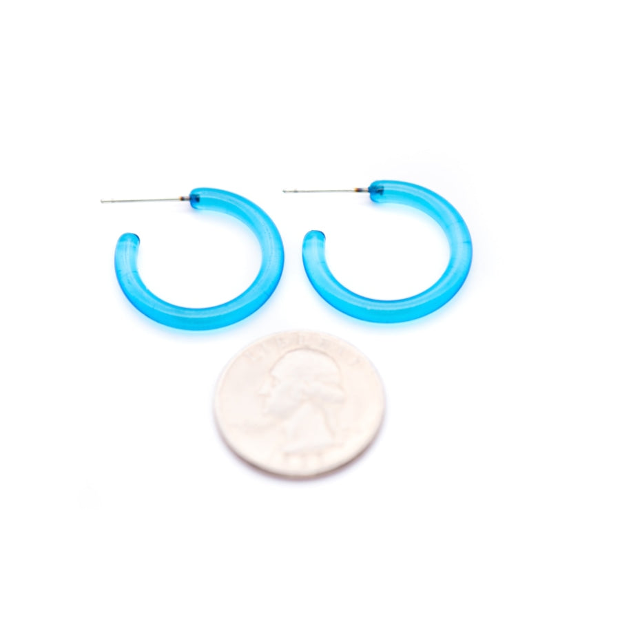 Jelly Tube Hoop Earrings - 1 Small Aqua Blue Tube Hoops