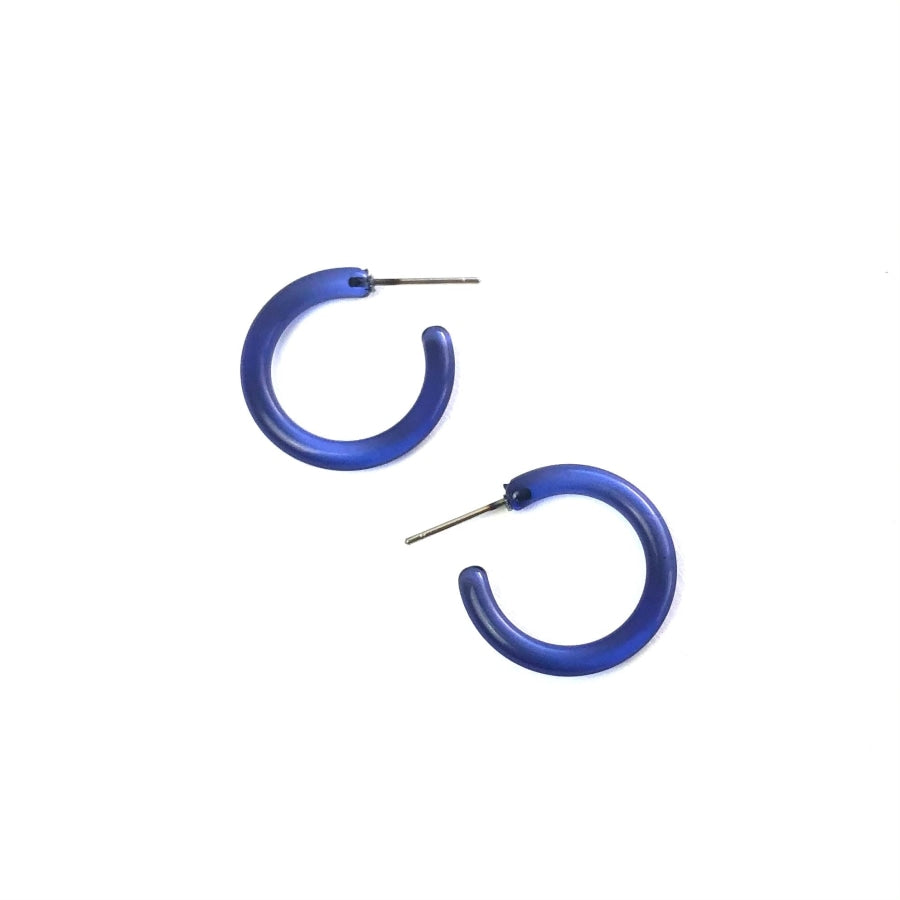 Jelly Tube Hoop Earrings - 1 Small Denim Tube Hoops