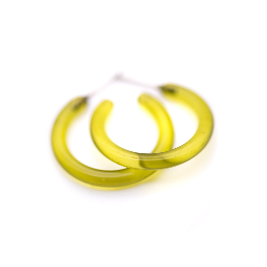 Jelly Tube Hoop Earrings - 1 Small Olive Tube Hoops
