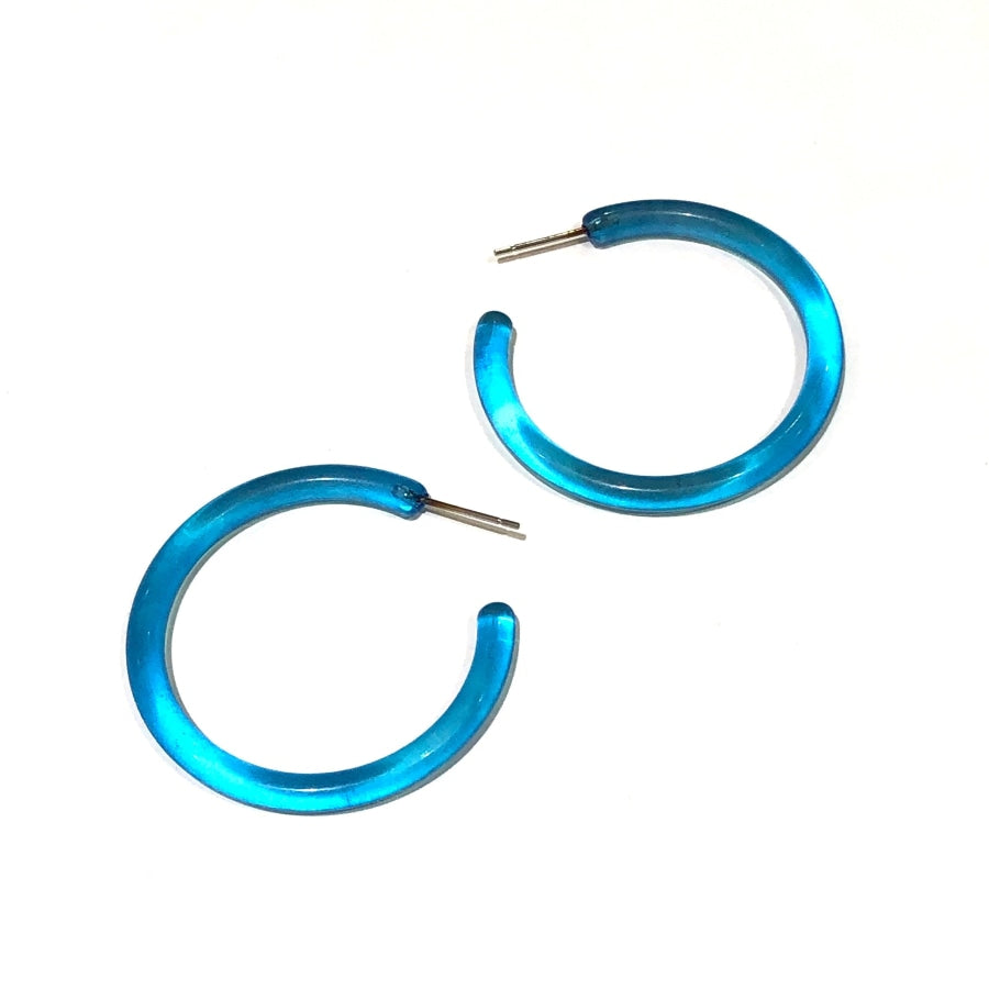 Jelly Tube Hoop Earrings - Large 1.5 Aqua Blue Large Tube Hoops