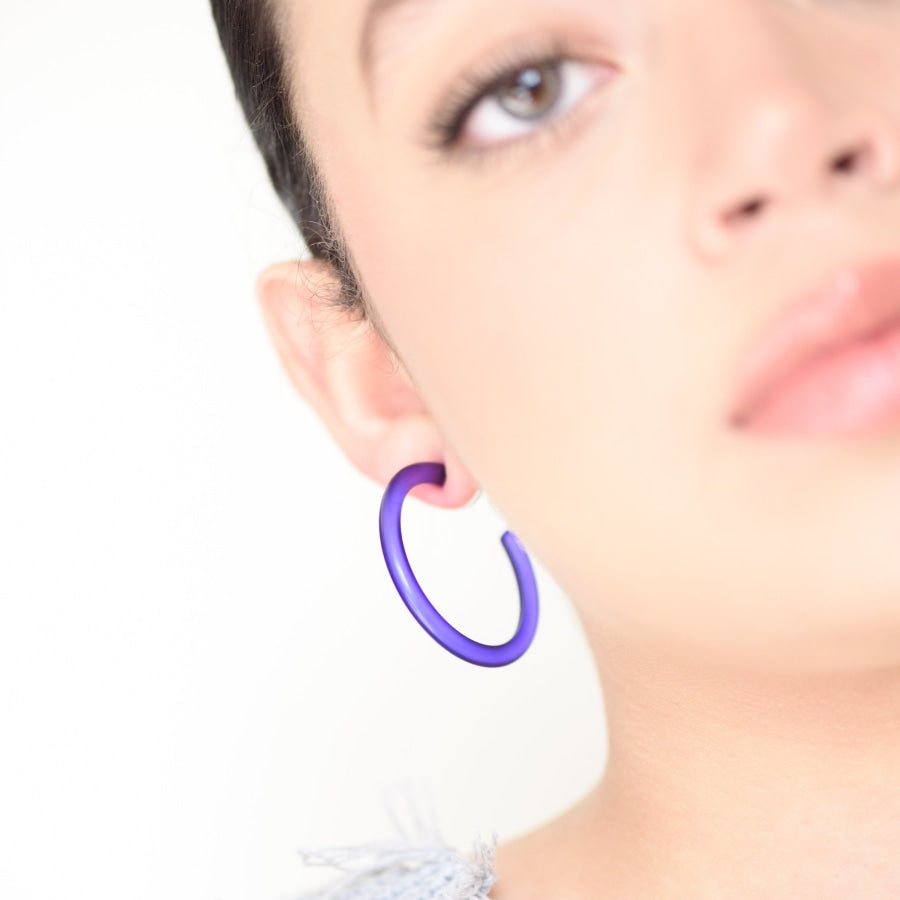 Jelly Tube Hoop Earrings - Large 1.5 Cobalt Large Tube Hoops