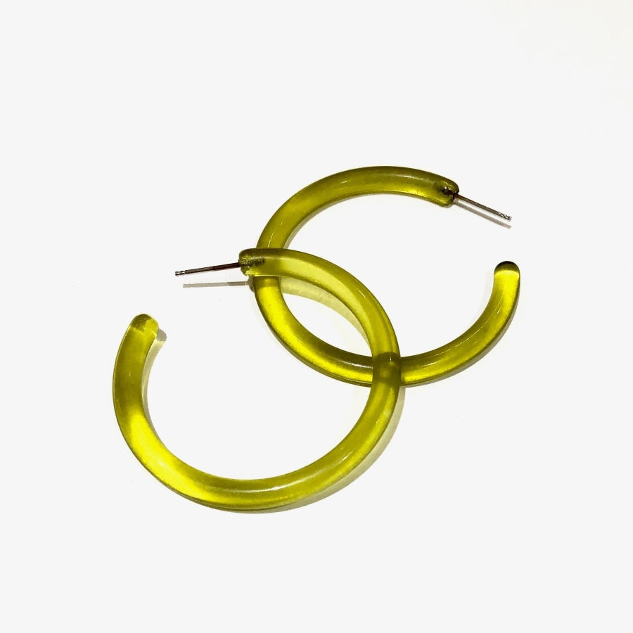 Jelly Tube Hoop Earrings - Large 1.5 Olive Green Large Tube Hoops