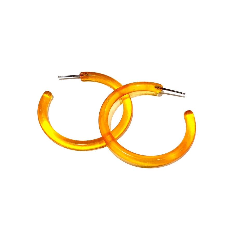 Jelly Tube Hoop Earrings - Large 1.5 Orange Large Tube Hoops