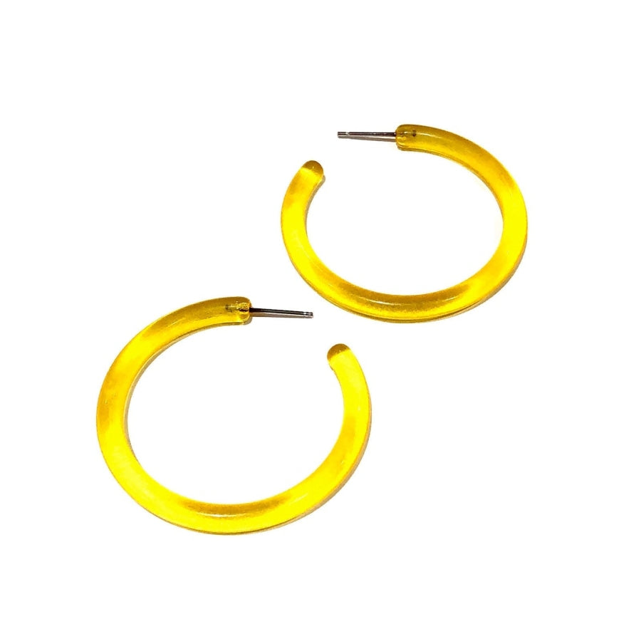 Jelly Tube Hoop Earrings - Large 1.5 Yellow Large Tube Hoops