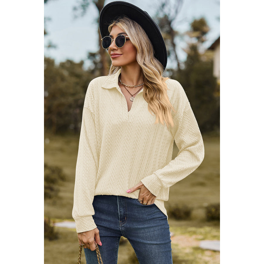 Johnny Collar Dropped Shoulder Blouse Cream / S Apparel and Accessories