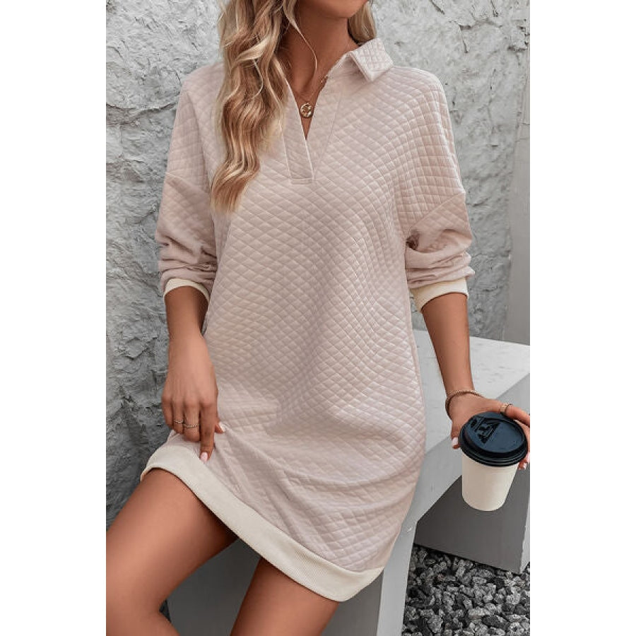 Johnny Collar Dropped Shoulder Dress Clothing