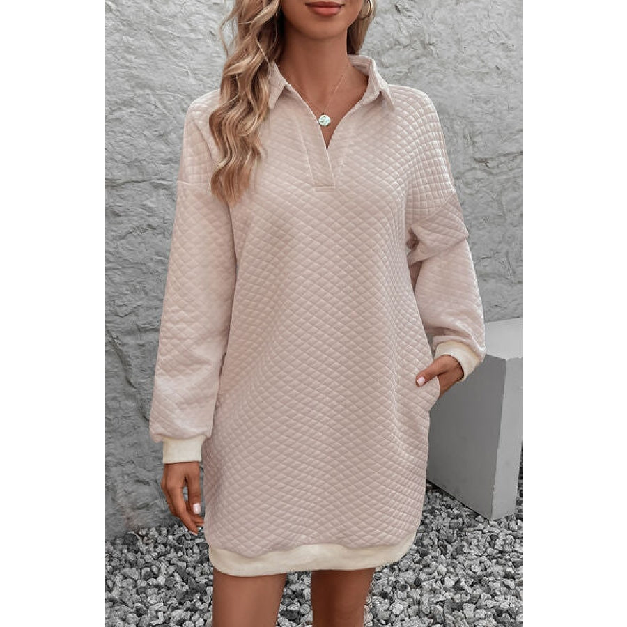 Johnny Collar Dropped Shoulder Dress Clothing