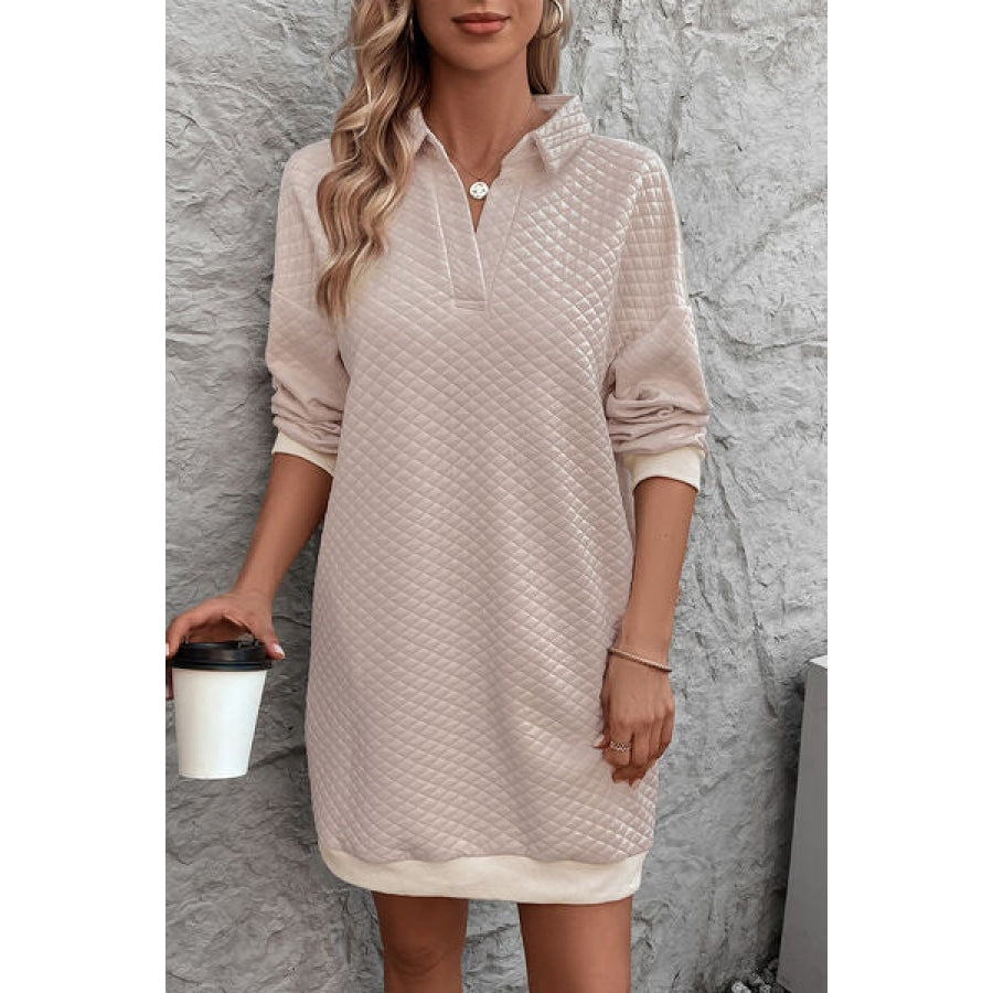 Johnny Collar Dropped Shoulder Dress Clothing