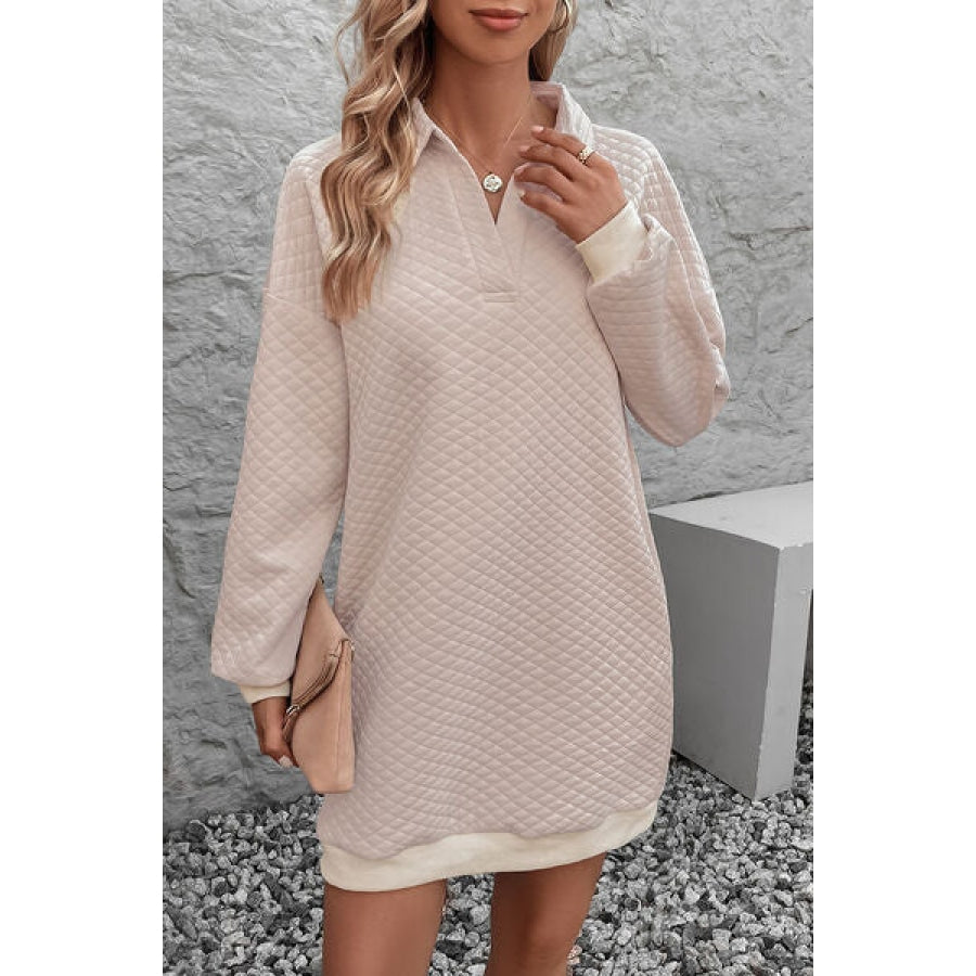 Johnny Collar Dropped Shoulder Dress Dusty Pink / S Clothing