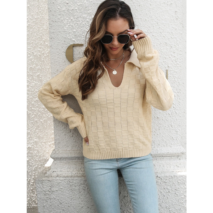 Johnny Collar Dropped Shoulder Sweater Ivory / S