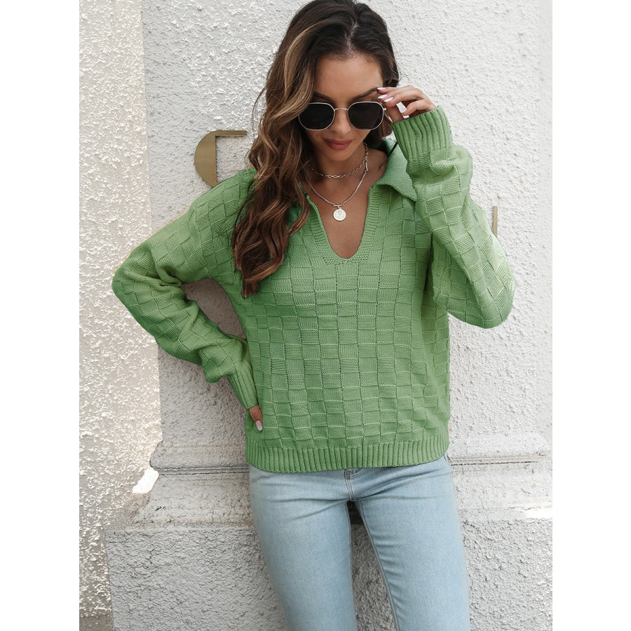 Johnny Collar Dropped Shoulder Sweater Matcha Green / S