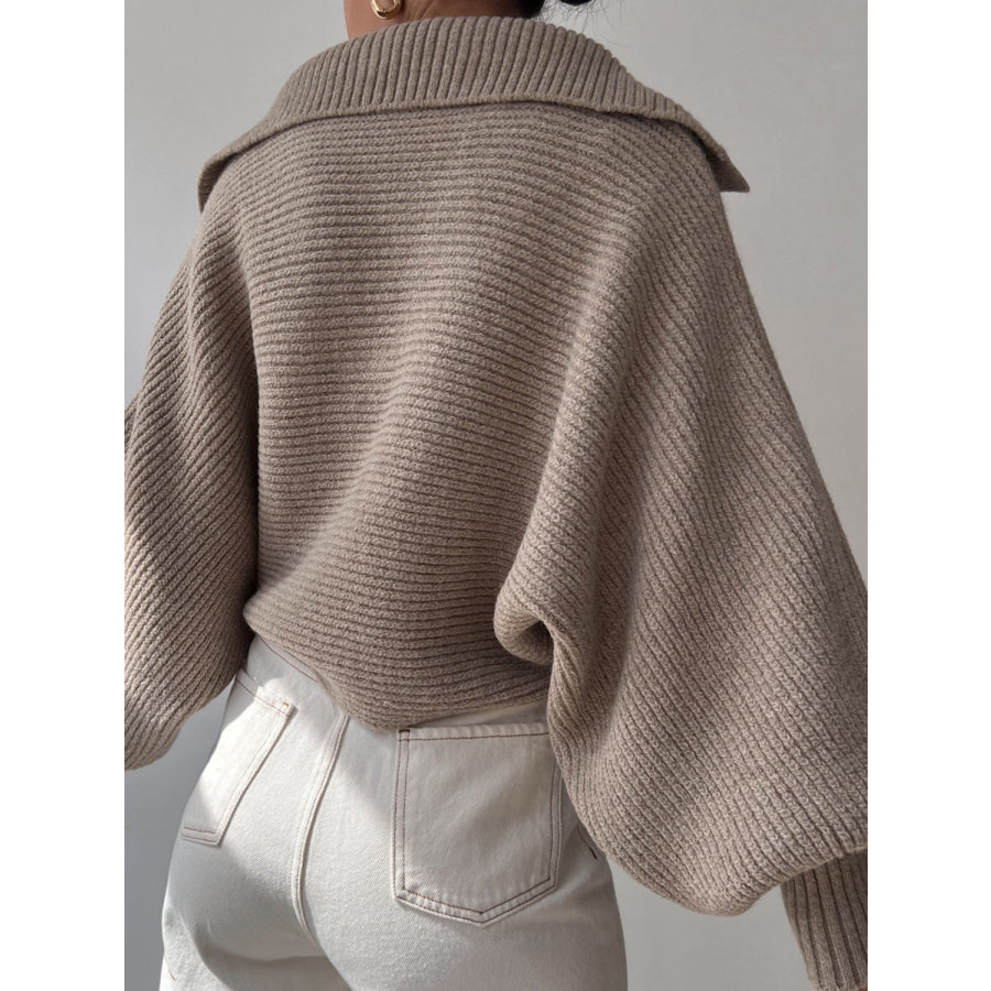 Johnny Collar Long Sleeve Sweater Apparel and Accessories