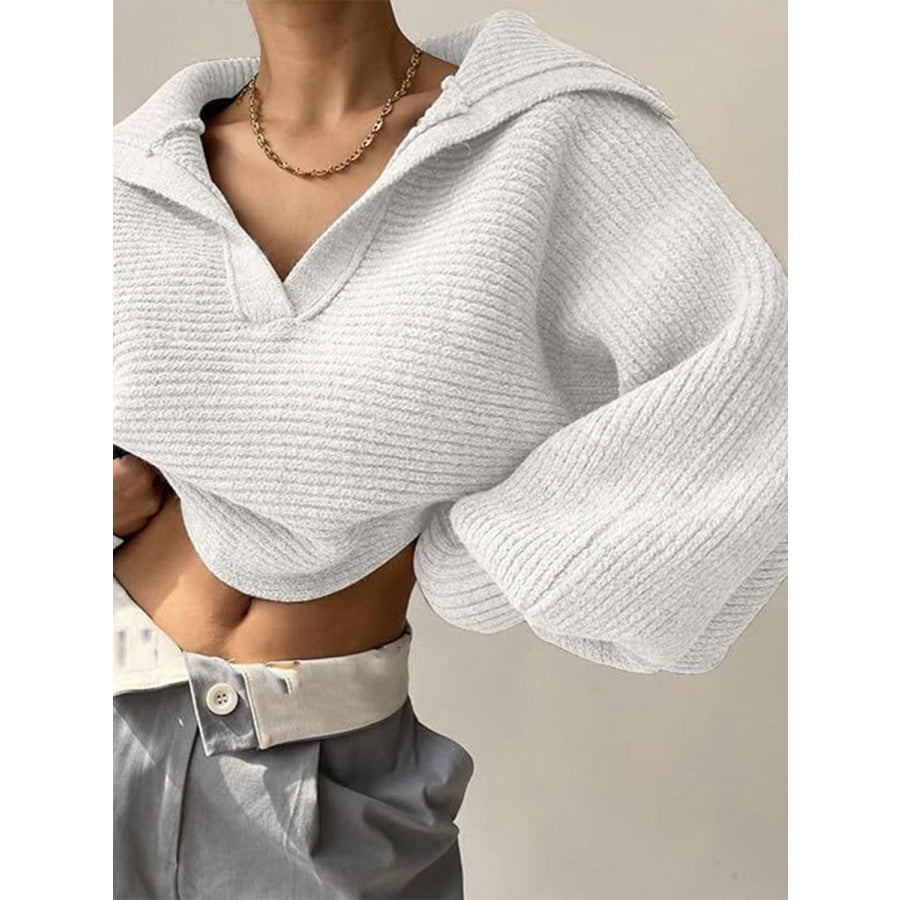 Johnny Collar Long Sleeve Sweater Apparel and Accessories