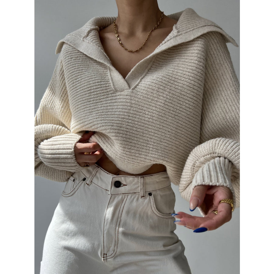 Johnny Collar Long Sleeve Sweater Apparel and Accessories