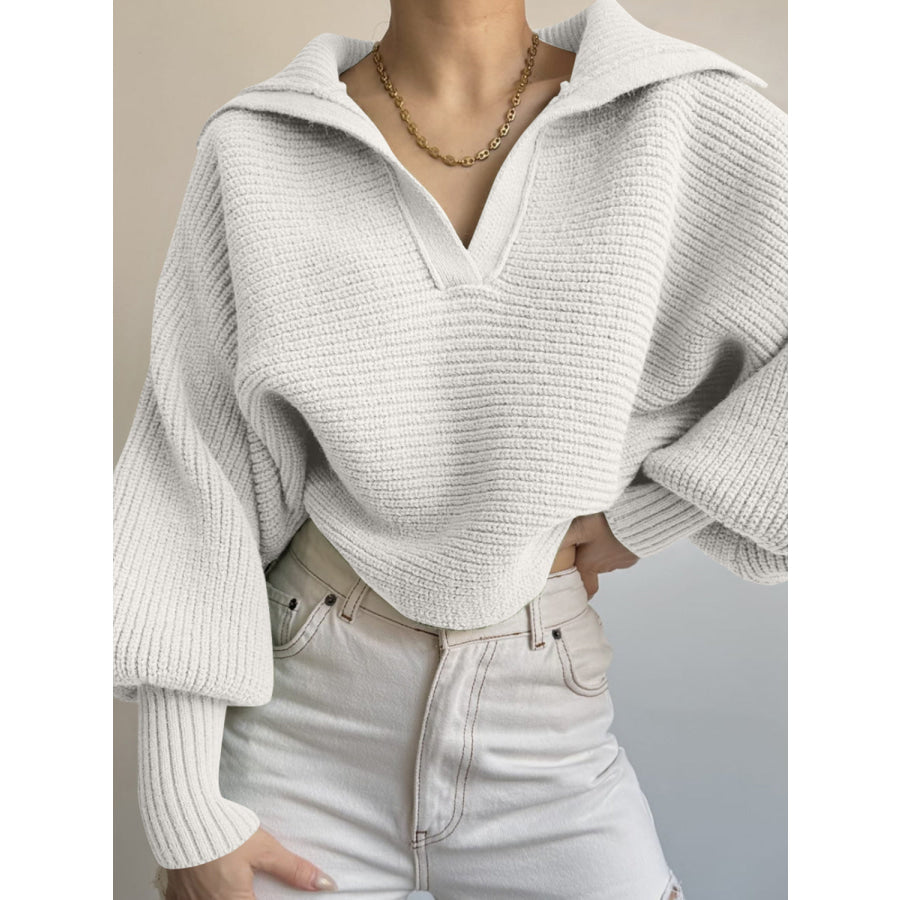 Johnny Collar Long Sleeve Sweater Apparel and Accessories