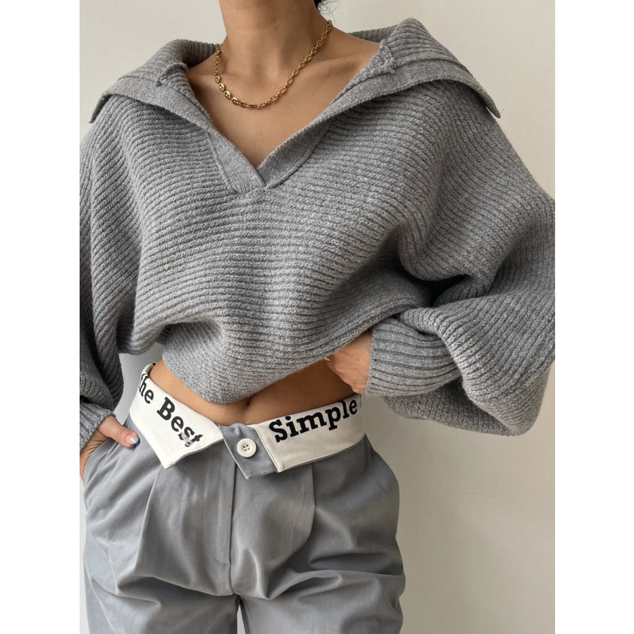 Johnny Collar Long Sleeve Sweater Apparel and Accessories