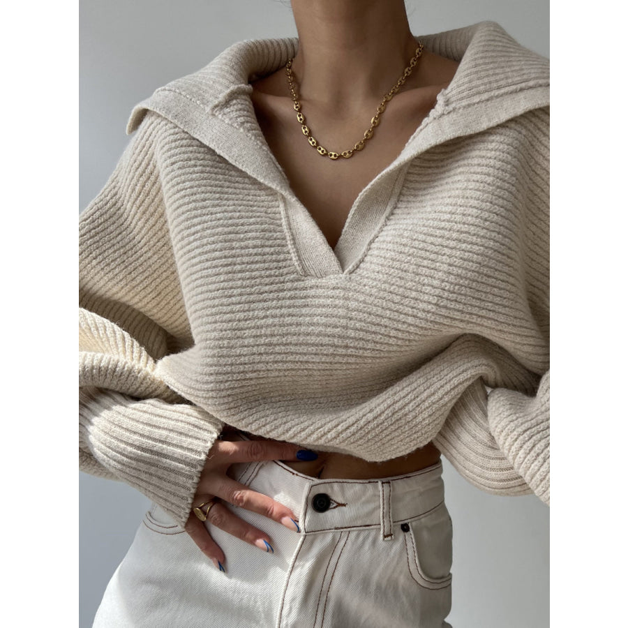 Johnny Collar Long Sleeve Sweater Apparel and Accessories