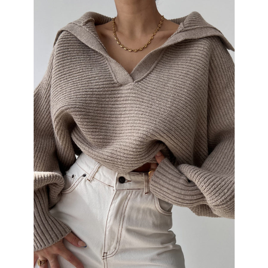 Johnny Collar Long Sleeve Sweater Mocha / S Apparel and Accessories