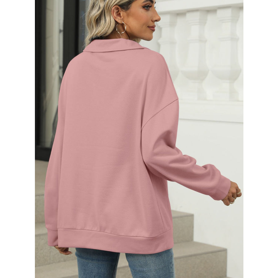 Johnny Collar Long Sleeve Sweatshirt Apparel and Accessories