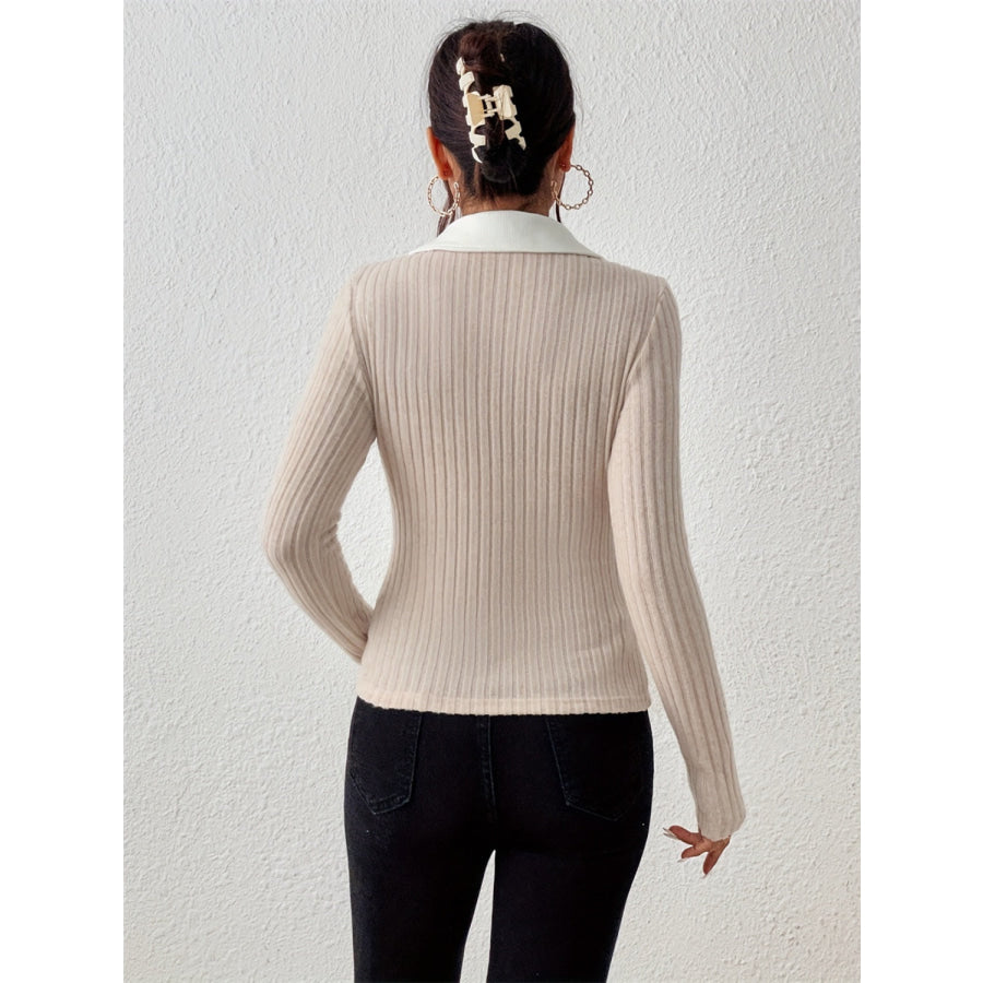 Johnny Collar Long Sleeve T-Shirt Mocha / S Apparel and Accessories