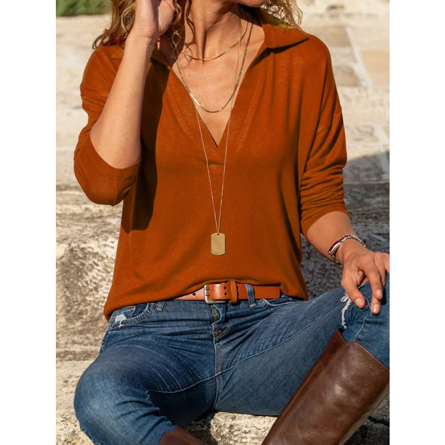 Johnny Collar Long Sleeve Top Apparel and Accessories