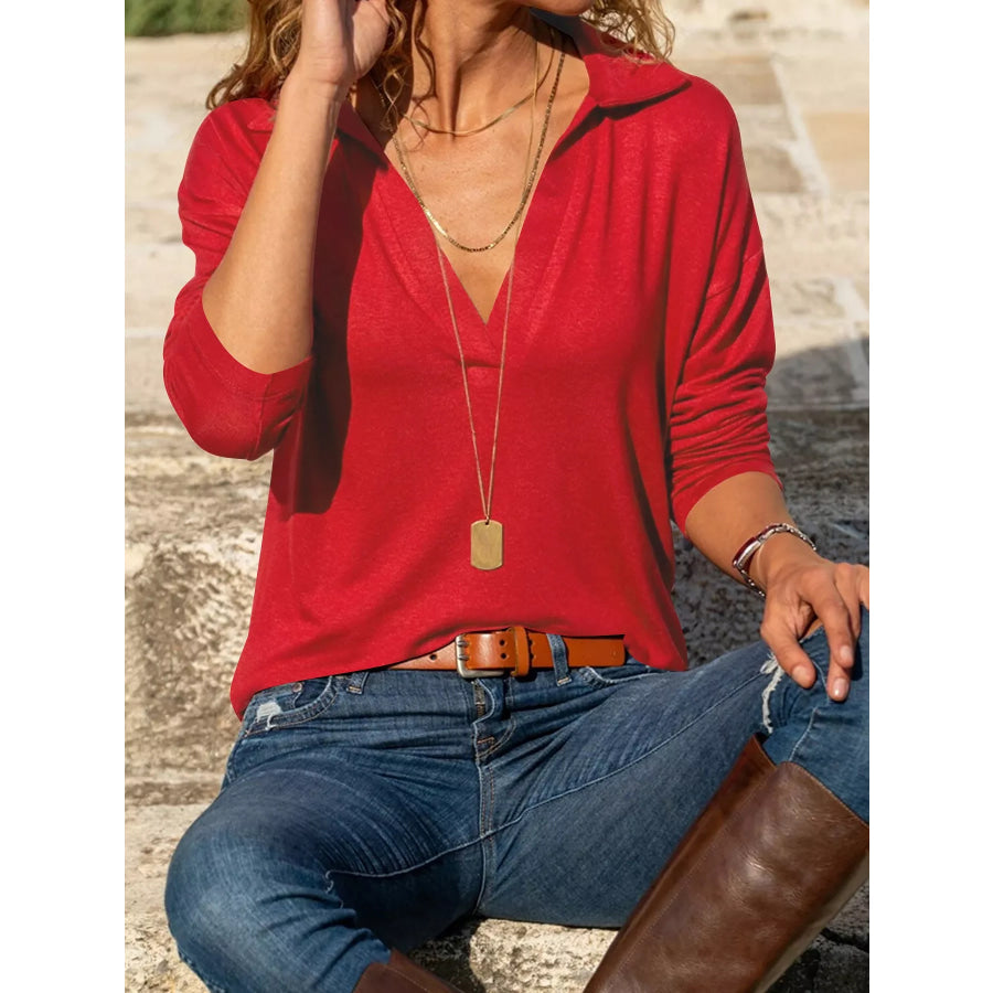 Johnny Collar Long Sleeve Top Apparel and Accessories