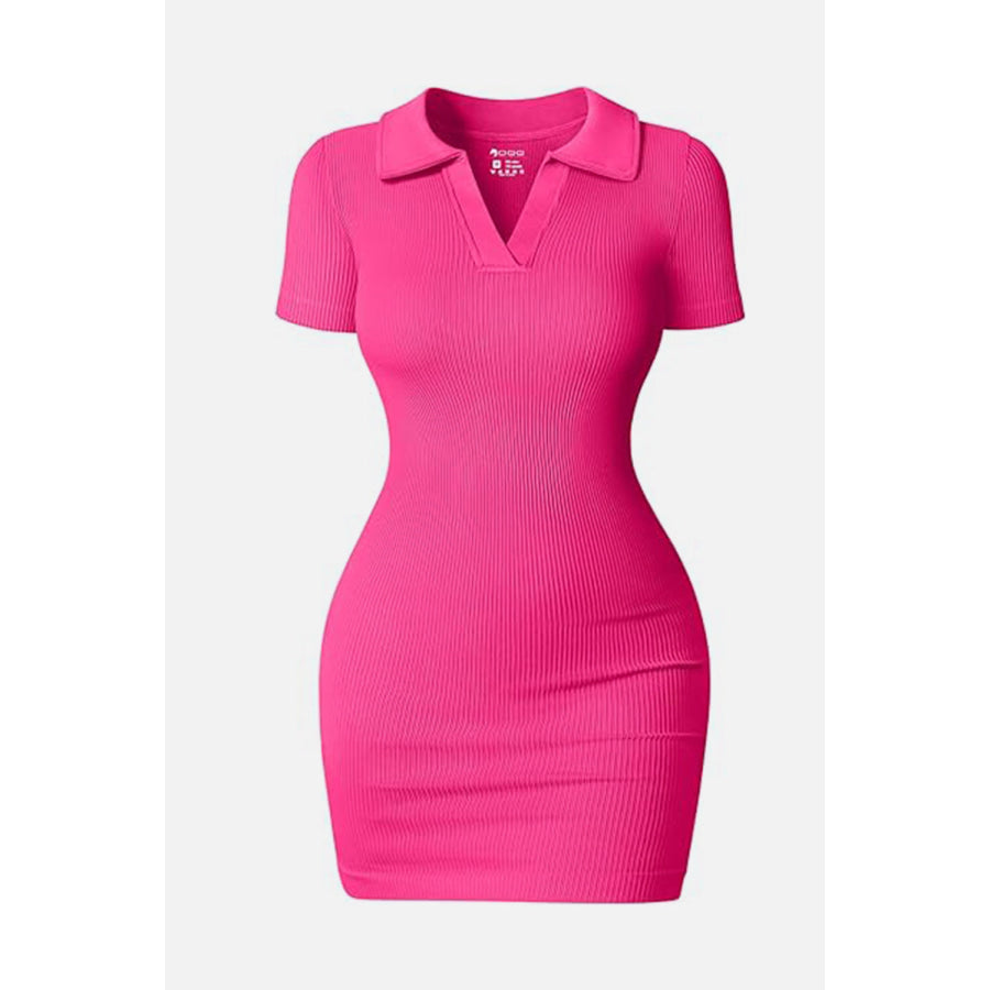 Johnny Collar Short Sleeve Active Dress Hot Pink / S Apparel and Accessories