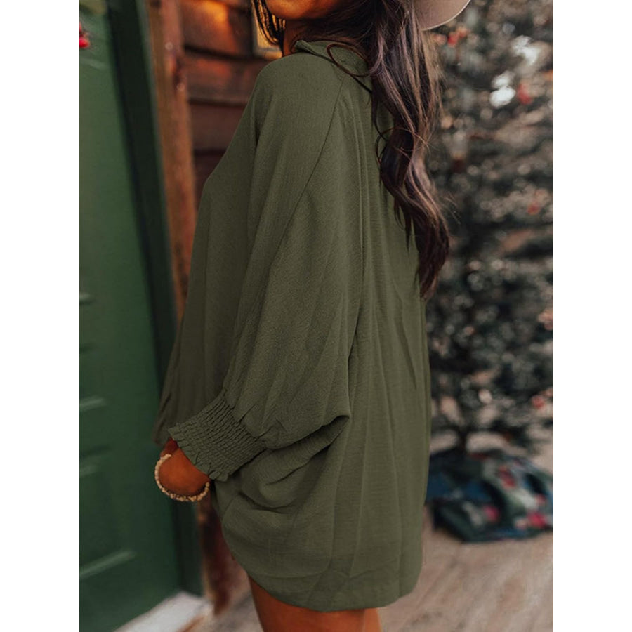 Johnny Collar Three-Quarter Sleeve Blouse Apparel and Accessories